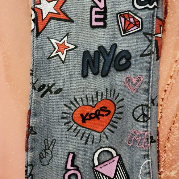 ❤️ AUTHENTIC Michael Kors Blue Graphic Flare Jeans ❤️ - Picture 13 of 16